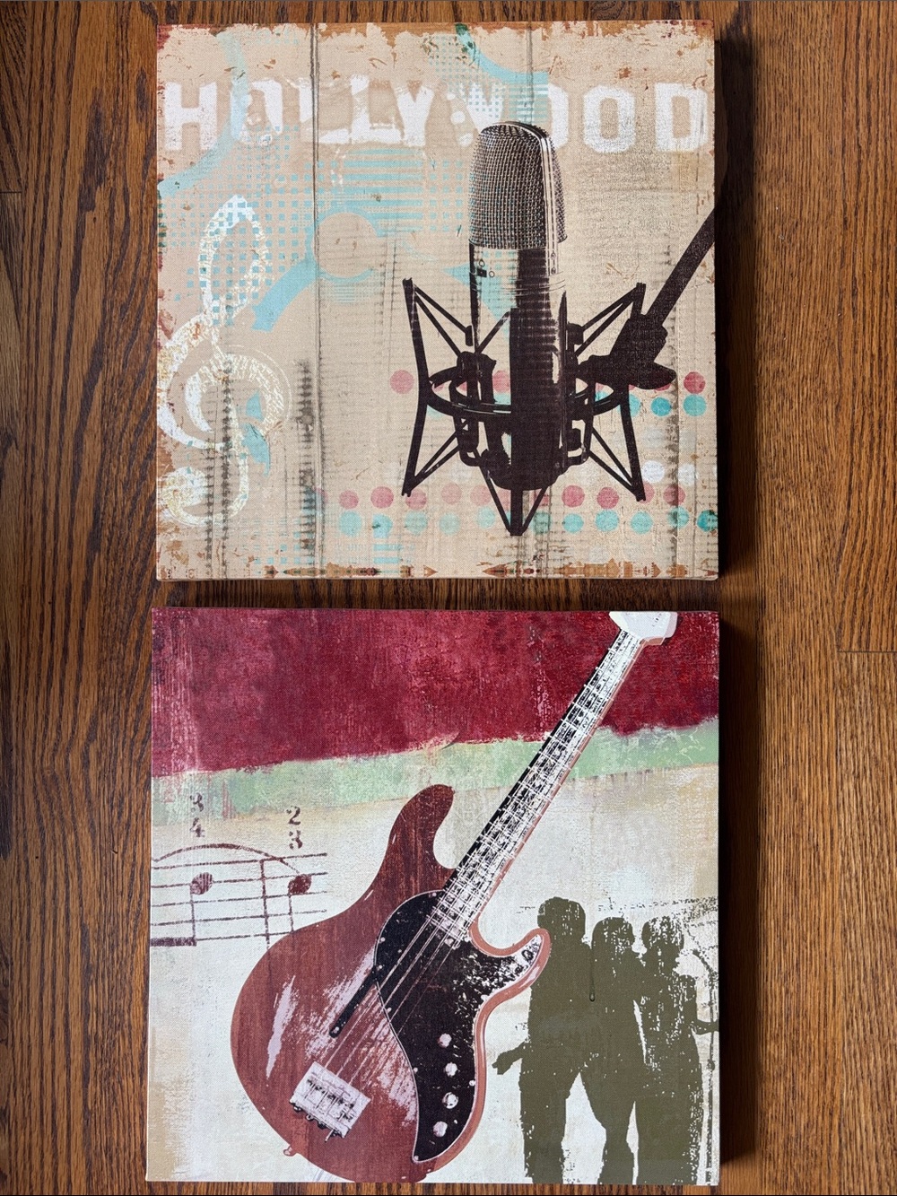 Cool Set/2 Canvas Music Guitar Art Perfect Cond Each Size 15 x 15”
